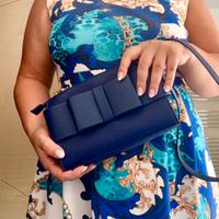 Borsa a tracolla Blu con fiocco Camomilla