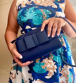 Borsa a tracolla Blu con fiocco Camomilla