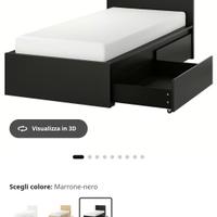 letto malm 90x200 nero con cassetti