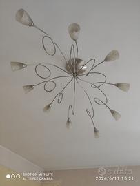 Lampadario a led in acciaio satinato