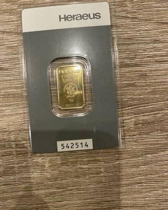 Lingotto d'oro Heraeus 5g