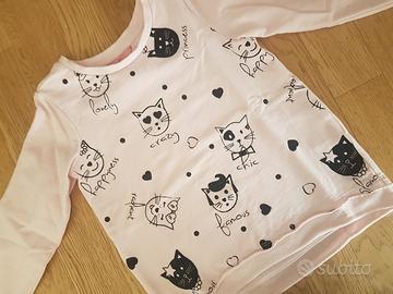 Felpa bimba rosa 2-3 anni nuova con gattini