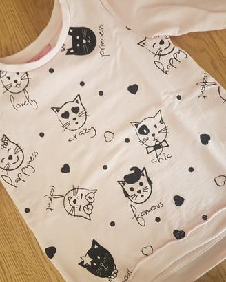 Felpa bimba rosa 2-3 anni nuova con gattini