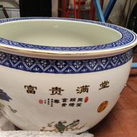 Vaso cinese Cachepot in porcellana con fiori