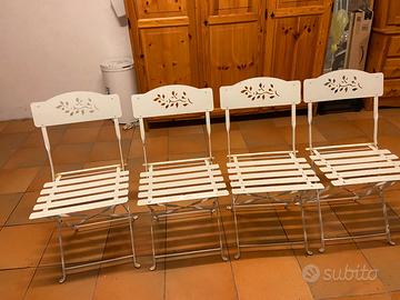4 sedie in ferro smaltate bianche da giardino