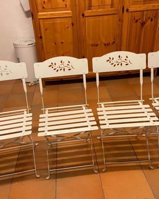 4 sedie in ferro smaltate bianche da giardino