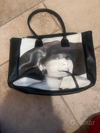 👜 Borsa donna nera con stampa artistica