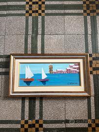 Dipinto  A. Mancuso. Costiera amalfitana.