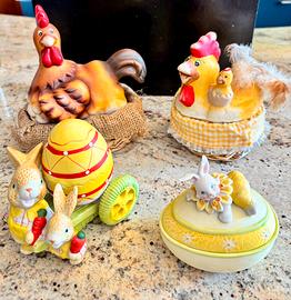 Decorazioni Pasquali complete in ceramica.