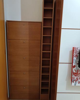 Colonna porta cd dvd legno color ciliegio alta 2 m