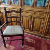 Poltrona legno e pelle