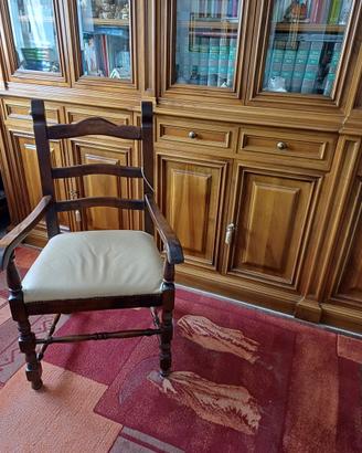 Poltrona legno e pelle