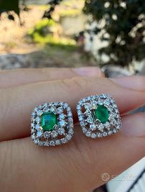 Orecchini in oro 18k smeraldi e diamanti