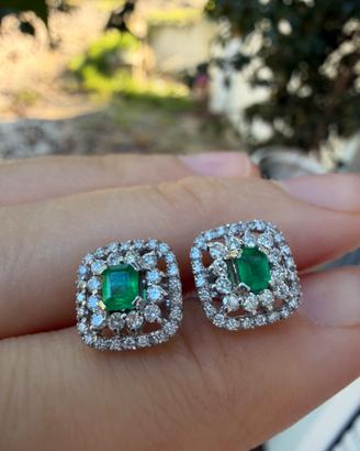Orecchini in oro 18k smeraldi e diamanti