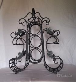  Portabottiglie Vintage Ferro Battuto Grigio - Art