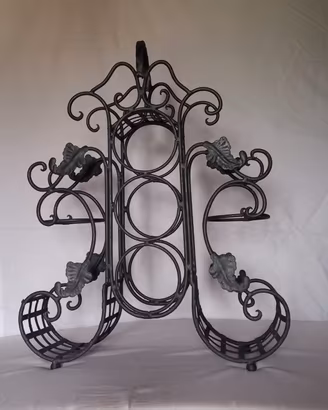  Portabottiglie Vintage Ferro Battuto Grigio - Art