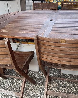 Tavolo + 6 sedie in legno Foppapedretti