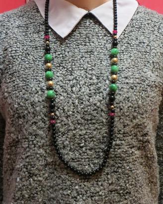 Collana onice quarzite giada tormalina argento