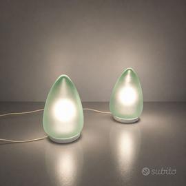 Coppia Lampade da Tavolo Uovo Vetro Murano anni 70