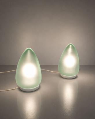 Coppia Lampade da Tavolo Uovo Vetro Murano anni 70