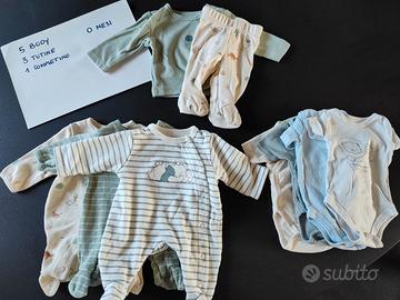 5 body, 3 tutine, un completino per neonati 0 mesi