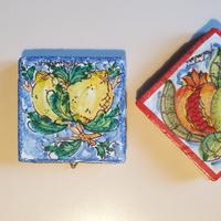  coppia di mattonelle in ceramica  artigianali