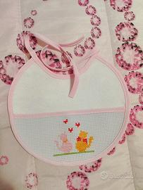 Bavetta neonata ricamata a mano 