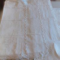 Lenzuolo Matrimoniale Lino Puro ricamato a mano