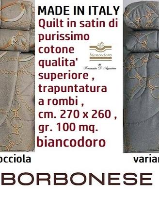 BORBONESE quilt trapuntine copriletti matrimoniali