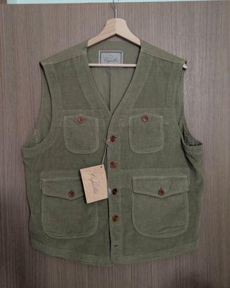 Gilet Capalbio quattro tasche velluto verde tg 52