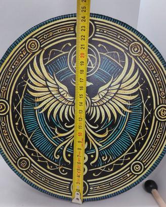 Tamburo sciamanico 25cm Fenice e Albero della Vita