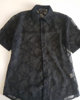 Camicia uomo nera trasparente L
