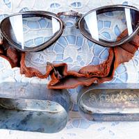 Occhiali da moto anni 30.  Perfetto stato.