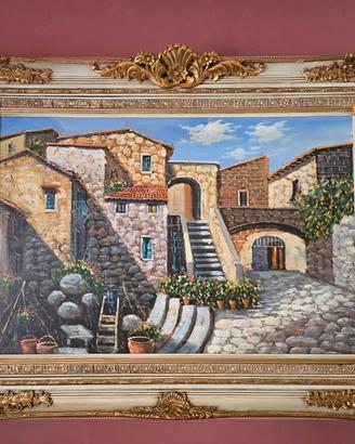 Quadro dipinto su tela con cornice in legno 