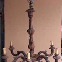 lampadario in vero legno vintage 6 braccia 