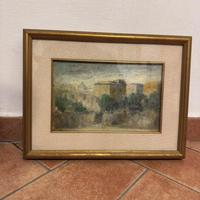 Olio su tela paesaggio con firma