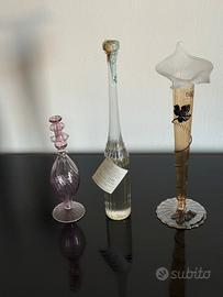 Tris di bottiglie da collezione in vetro di Murano