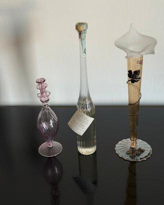 Tris di bottiglie da collezione in vetro di Murano