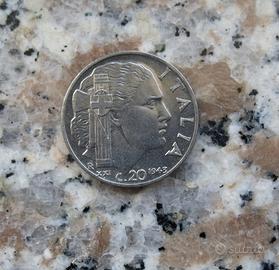 20 Centesimi del Regno D'Italia moneta del 1943 in