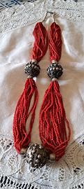 collana multifilo vintage corallo rosso di Sciacca