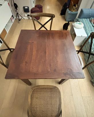 Tavolo allungabile legno scuro 90x90