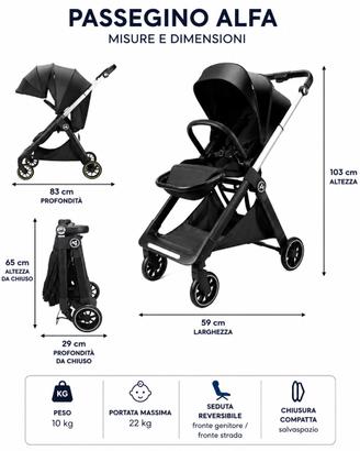 Passeggino reversibile, fronte Mamma fronte mondo.