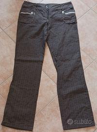 pantaloni EKLE' donna - marrone gessato crema - 46