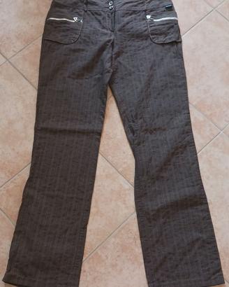 pantaloni EKLE' donna - marrone gessato crema - 46