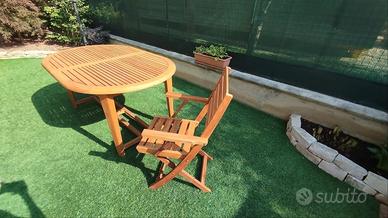 Tavolo da giardino allungabile con 4 sedie in Teak
