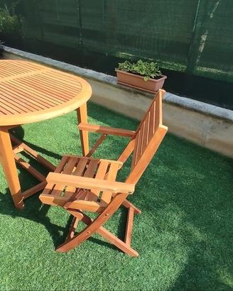 Tavolo da giardino allungabile con 4 sedie in Teak