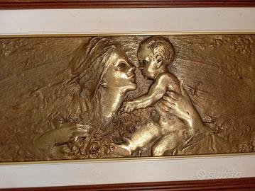 quadro Madonna con bambino in OTTONE