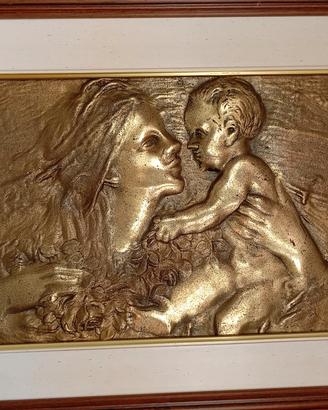 quadro Madonna con bambino in OTTONE