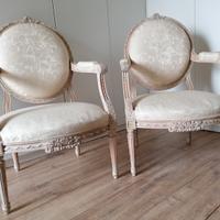 Coppia poltroncine Luigi XVI con tessuto Valentino