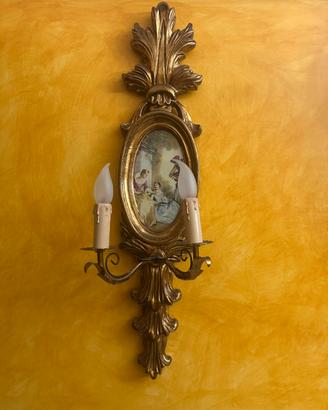 Applique Vintage in Legno Dorato Stile Luigi XVI